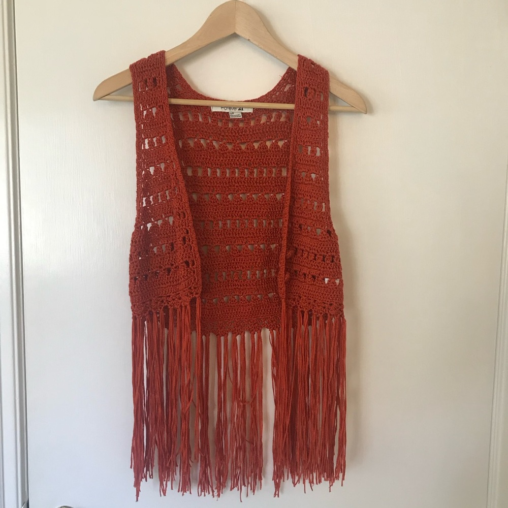 Forever 21 Boho Fringe Button Vest - Picture 1 of 8